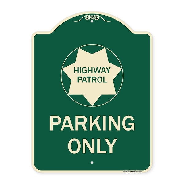 Signmission Highway Patrol Parking with Graphic Heavy-Gauge Aluminum Architectural Sign, 24" x 18", G-1824-23906 A-DES-G-1824-23906 - main